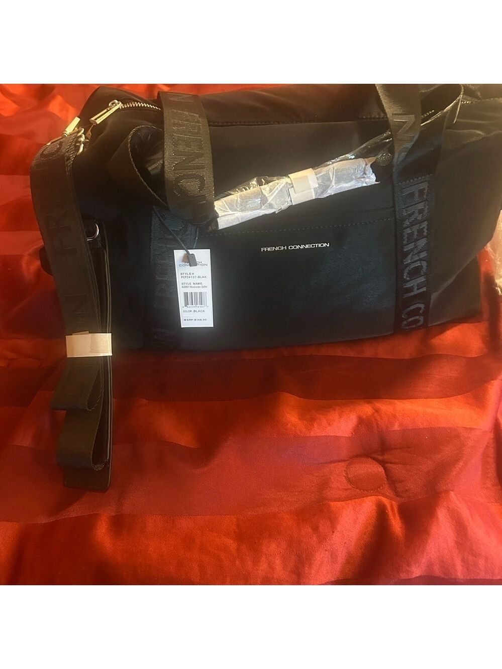 French Connection Black weekender  Duffel Bag Sleek Design
